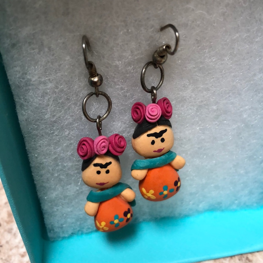 •FREE• Frida Kahlo Polymer Clay Earrings